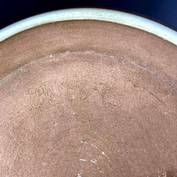 VTG Jan P Pots Studio Signed‎ Wheel-Thrown SGRAFFITO BOWL 80s Mahogony Glaze - Picture 5 of 8